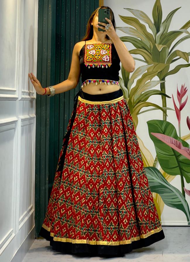 Cotton Red Festival Wear Digital Printed Lehenga Choli